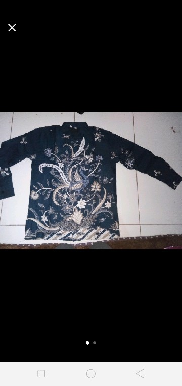 Batik Pria Merak Khayangan Biru Size M - Xxl  Batik Solo Katun Sragenan Full Furing
