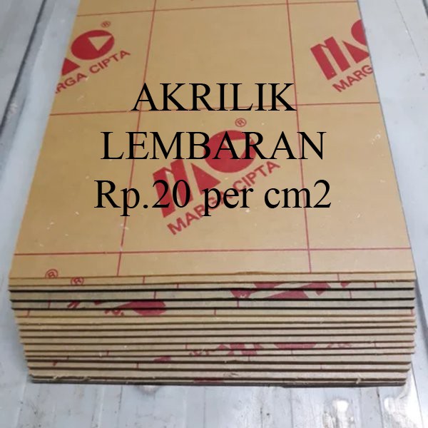 Custom Akrilik Lembaran 2mm Rp.20 per cm