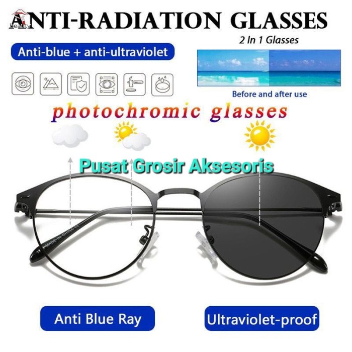 Kacamata Polarized Photochromic Anti Radiasi Berubah Warna ANTI UV KMD45 PGM