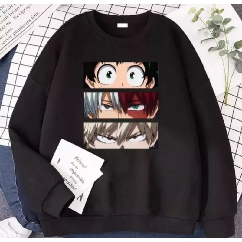 Sweater crewneck Basic Academia anime terkeren oversize