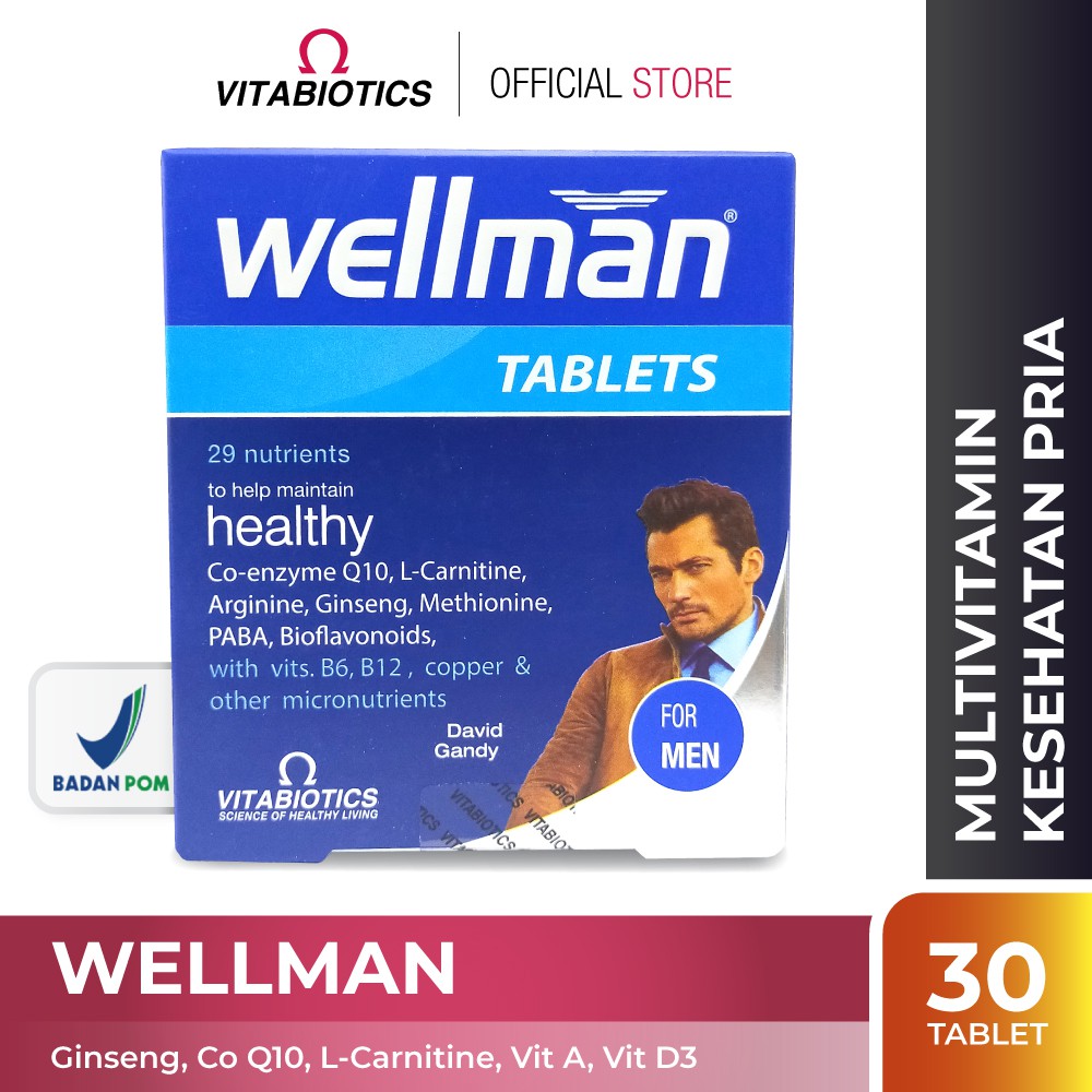 Vitabiotics Wellman Multivitamin Zinc, LCanitine,Vitamin C & E, Gingseng / Suplemen Kesehatan