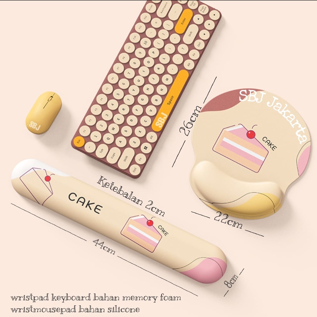 Set wristpad keyboard memory foam dengan wrist mousepad / wrist rest / wrist pad