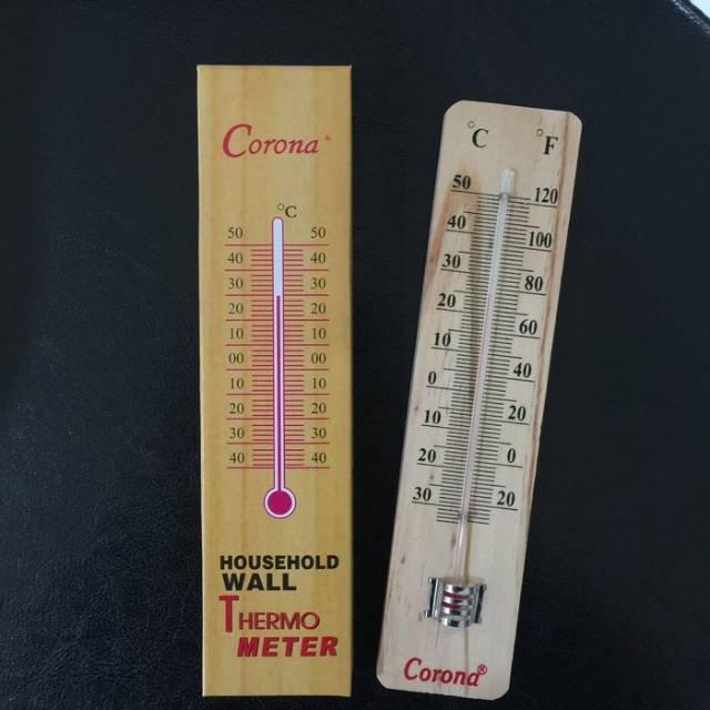 Thermometer Ruangan Kayu Corona - Thermo Air Raksa Kayu