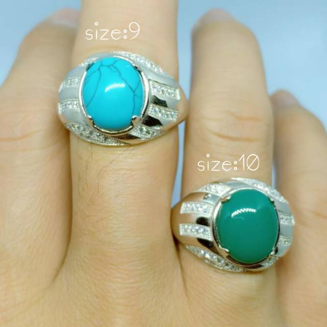 Cincin pria silver asli 925 lapis mas putih uk 7-8-9-10