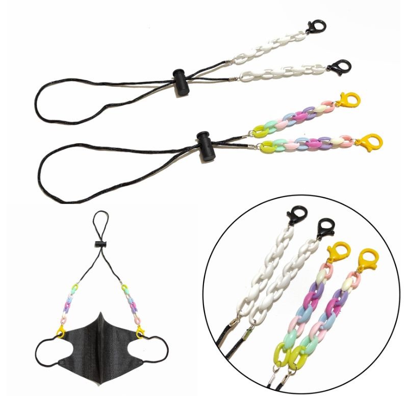 2 in 1 Kalung Strap Mask + Connector Masker Hijab Gratis Stopper Alice Acrilic Chain &amp; Link Rantai