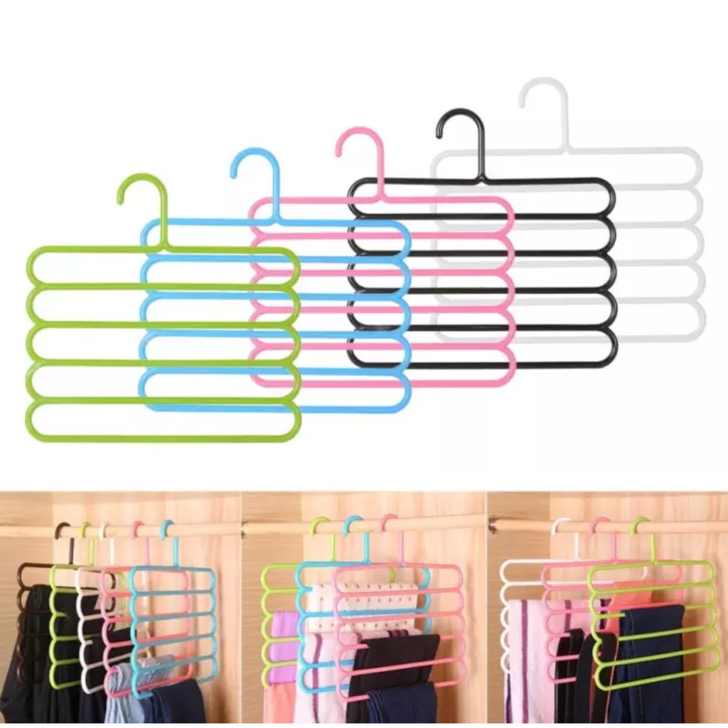 Topprice COD Hanger Pakaian 5 in1 Gantungan Multifungsi Hanger Handuk Hanger Jilbab U76