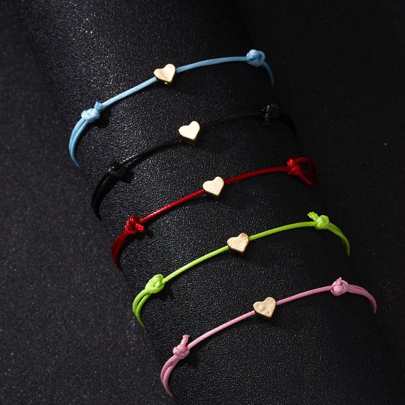 Gelang Tali Handmade Hias Hati Untuk Pasangan