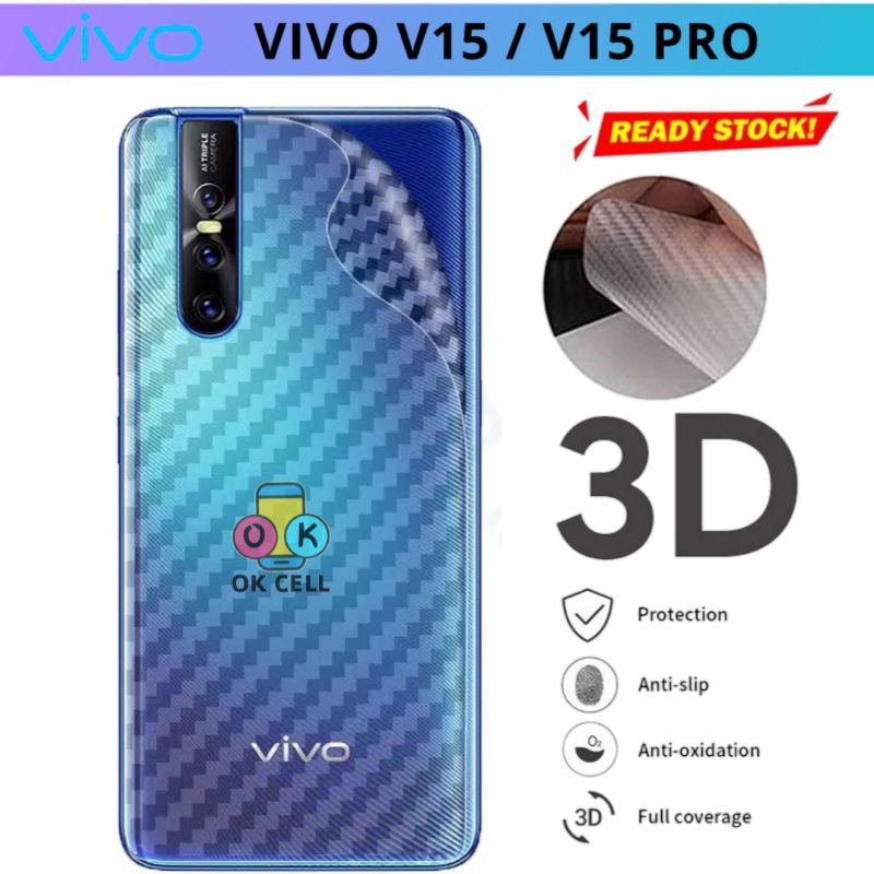 Skin Carbon 3D Vivo V15 / V15 Pro Garskin Karbon Fiber Sticker Anti Gores Belakang Premium