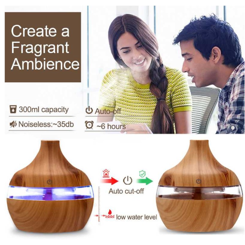 Ultrasonic Humidifier  Aromaterapi Design Kayu 300ml