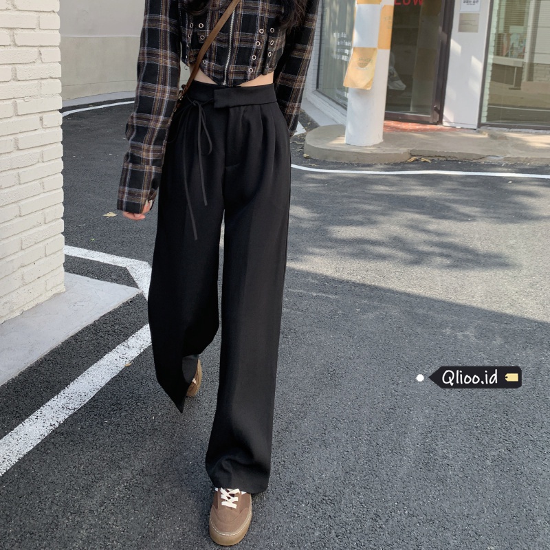 Celana Kulot Hitam Loose Highwaist Kekinian Korean Style Celana Panjang Straight Pants Terbaru Celana Bahan