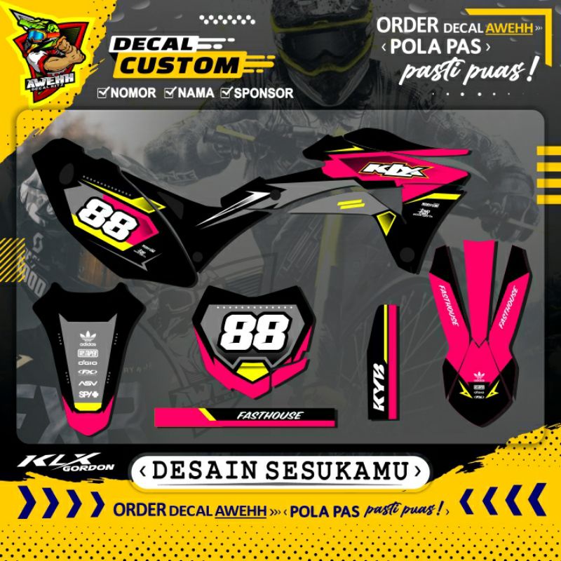 DECAL STIKER KLX GORDON - KLX DTRACKER - KLX BF PINK STABILO
