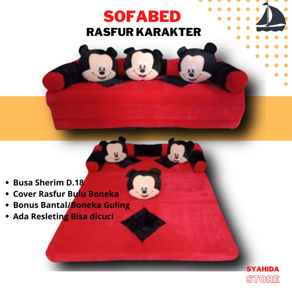 Sofa Bed Rasfur Syahida Kasur Lipat Busa Bulu Motif Karakter Anak