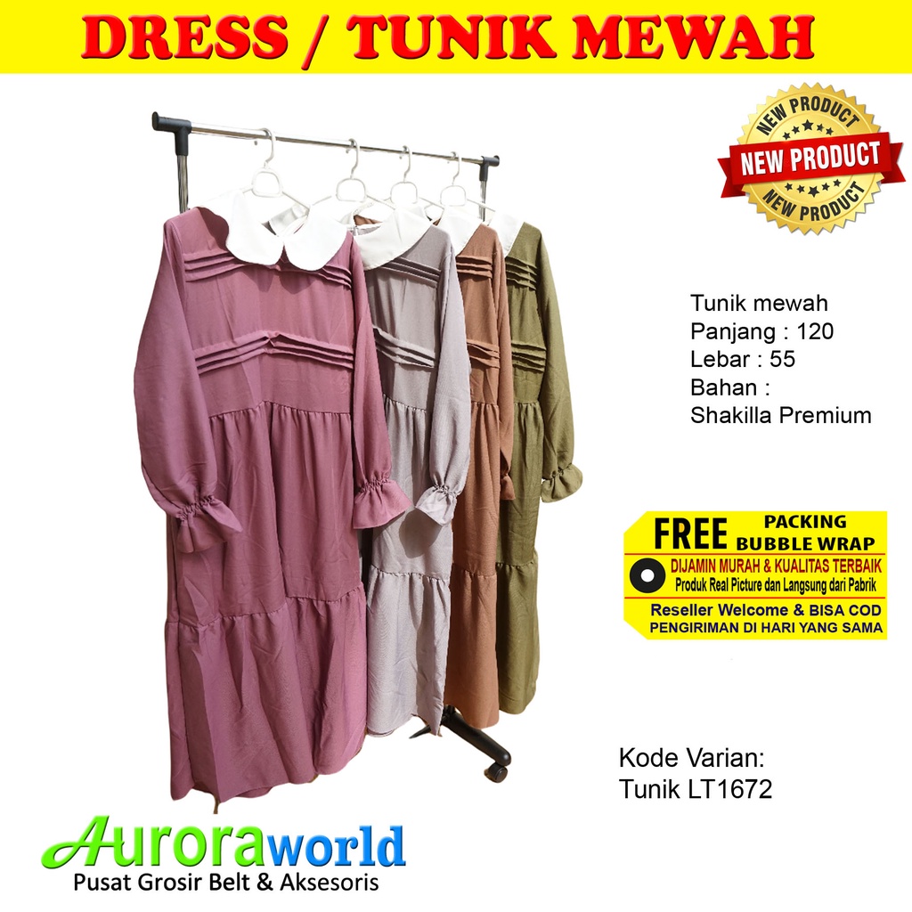 Auroraworld Long Tunik / Baju Tunik Best Seller / Baju Atasan Wanita Muslim Dewasa