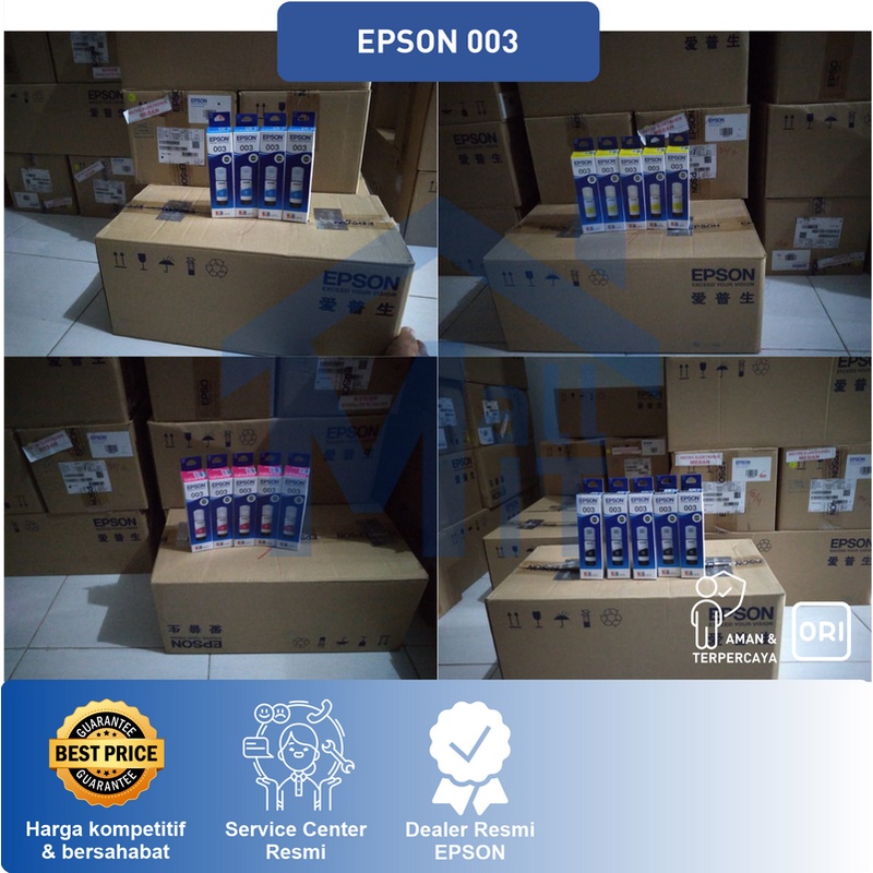 (BISA COD) (ORI) Tinta Epson 003 T003 T-003 ORIGINAL HITAM BIRU MERAH KUNING L1110 L1210 L3110 L3210 L3150 L3250 L5190 L5290