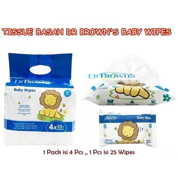 DR BROWNS BABY WIPES 25'S 4PACK / TISSUE BAYI