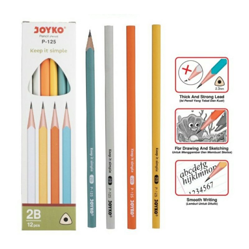 Pensil Segitiga Joyko 2B P-125 Grosir (12pc)