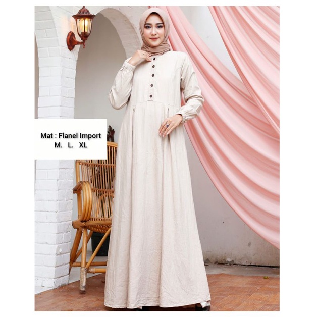 Pakaian Muslim Wanita | Gamis syar'i Premium Import Original | Katun Flanel | Gamis Kotak-Kotak | DR
