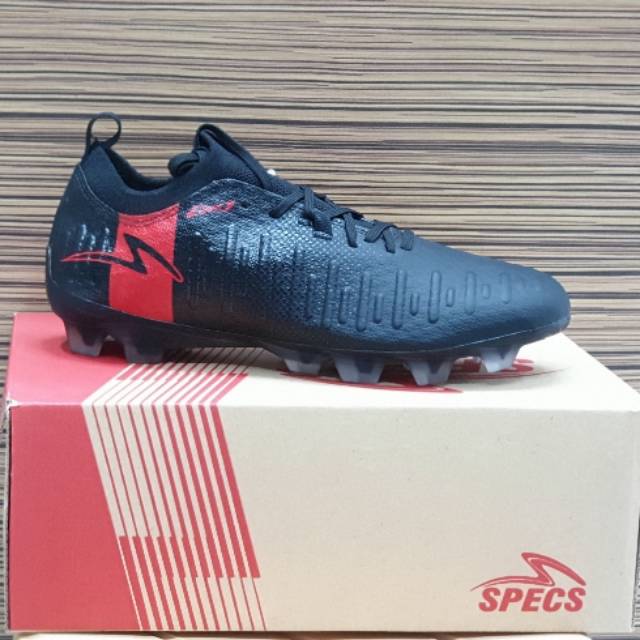 Sepatu Bola Specs New 2019 Swervo Thunderbolt 19 FG- black/darkgranite/solarred