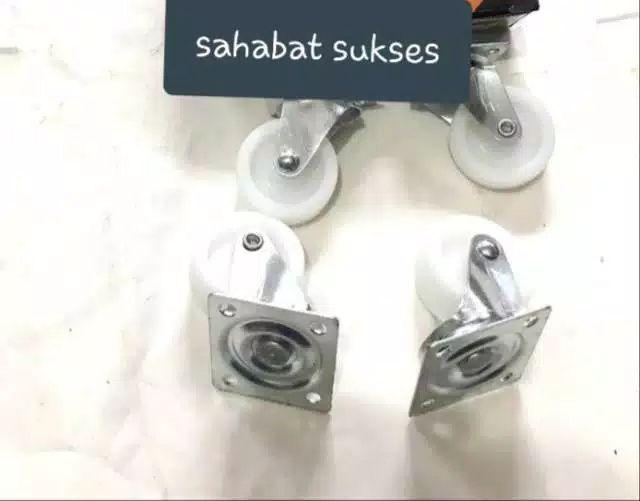 Roda Gepeng 2 Inch Nilon Lemari Troli Etalase Kursi Sofa Meja Putih Nylon Casters