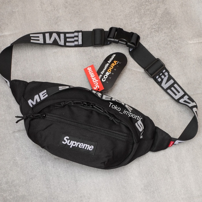 Tas Waistbag Supreme / Waist Bag Supreme / Tas Selempang Supreme SS18 - Hitam