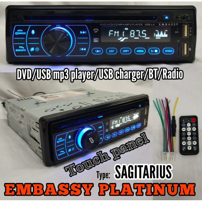 Dvd  mobil embassy DVD VCD CD MP3 MP4 BLUETOOTH USB SD RADIO