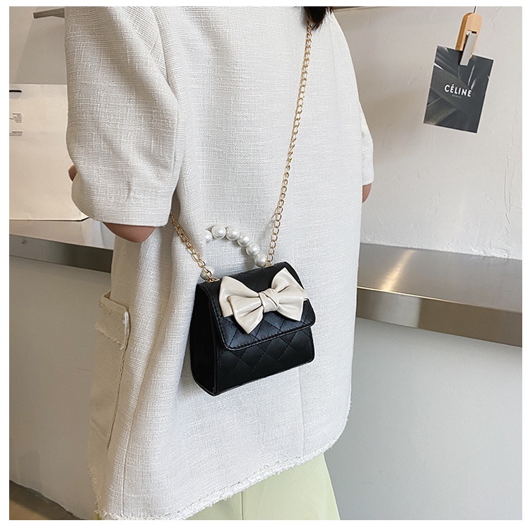 KOREAN PEARL RIBBON MINI SLING BAG/ TAS TANGAN FASHION WANITA / TAS SLEMPANG KOREA / TAS SELEMPANG KULIT LEATHER MUTIARA IMPORT