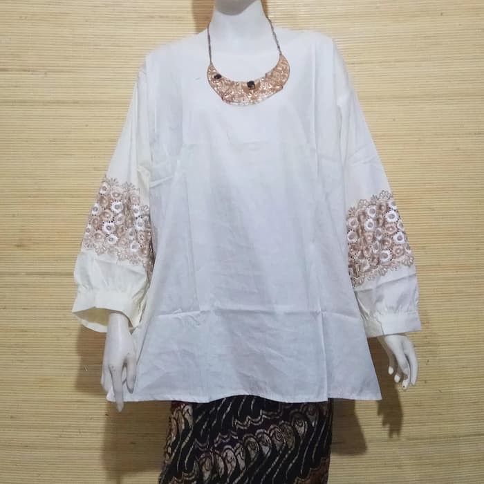 NEW Kemeja putih bordir /real pic/blouse Putih bordir big size/blus jumbo 5563