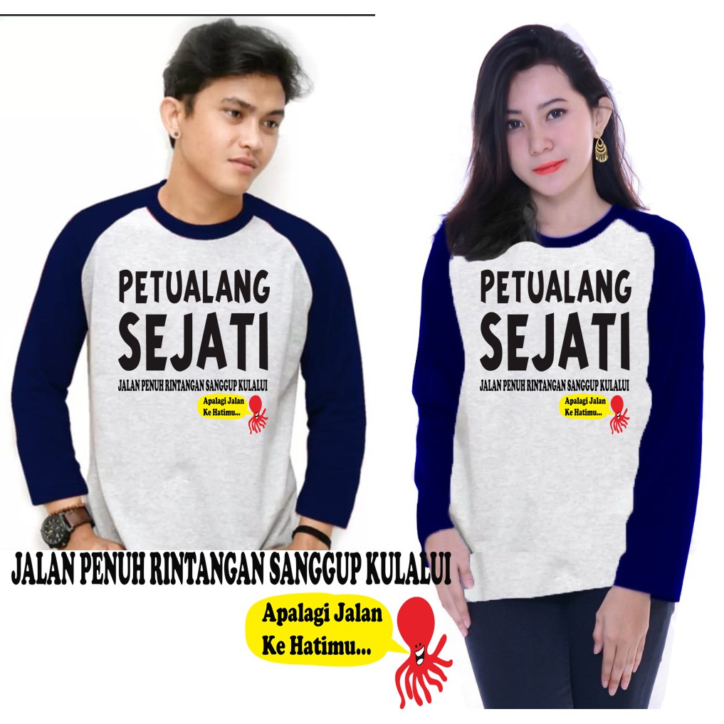 Kaos Raglan Gambar Petualang | Lengan Panjang | Ukuran M - L - XL -XXL