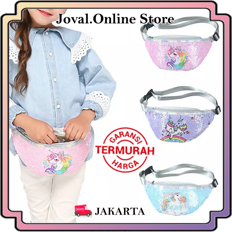  TAS  PINGGANG ANAK  UNICORN  TAS  SELEMPANG  SEQUIN ANAK  