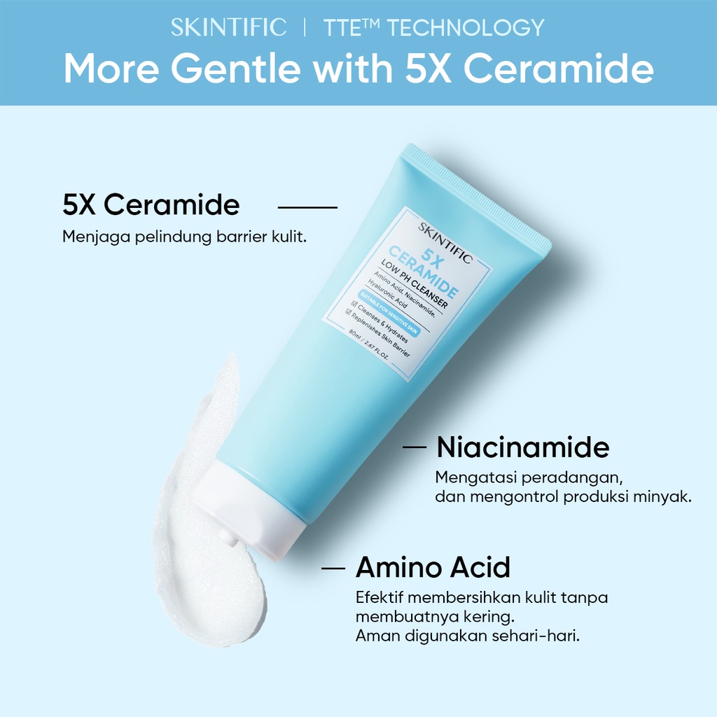 SKINTIFIC 5x Ceramide Low pH Cleanser 80g 100% Original