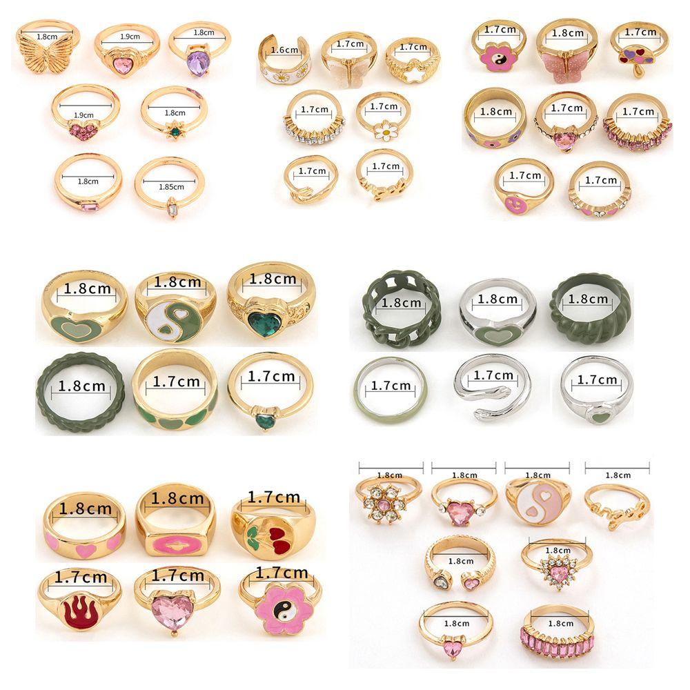 Cincin LILY Set Perhiasan Fashion Kristal Hati