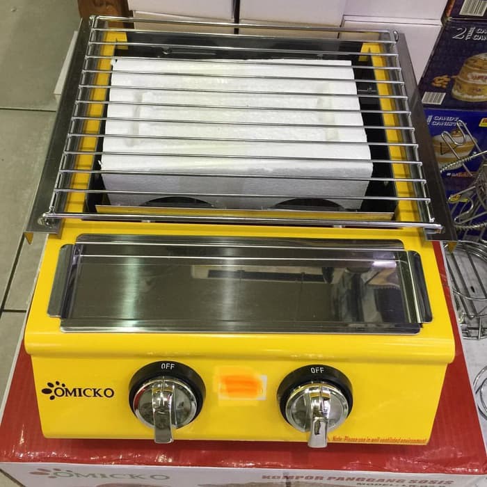 OMICKO Kompor Gas Panggangan Pemanggang Sosis Roaster 2 Tungku / BBQ Grill