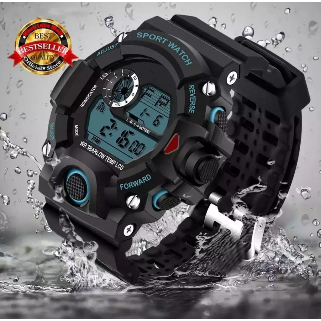 TERMURAH BISA COD!!! Original 1384 Jam Tangan Pria Army Sport Digital LED Silikon PU 54 mm - Anti Air 50 M Renang - Water Resistant Watches