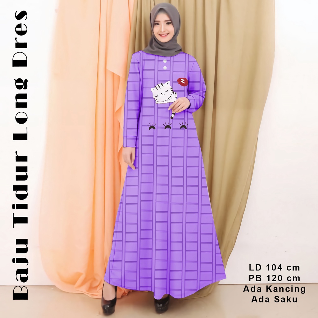 Baju Tidur Daster Panjang Wanita Busui Kancing Baju Terusan Long Dress Muslimah Lilipop