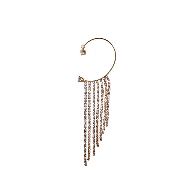 Candy Jewelry 1 Pcs Fashion Tassel Clip Earrings Zircon Fringed Earring Metal Ear Clips for Women and Girls