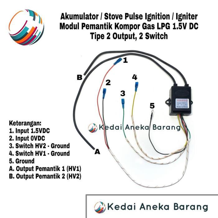Modul Ignition Igniter Pemantik Blue Gas LPG Kompor 1.5V DC 2 Output