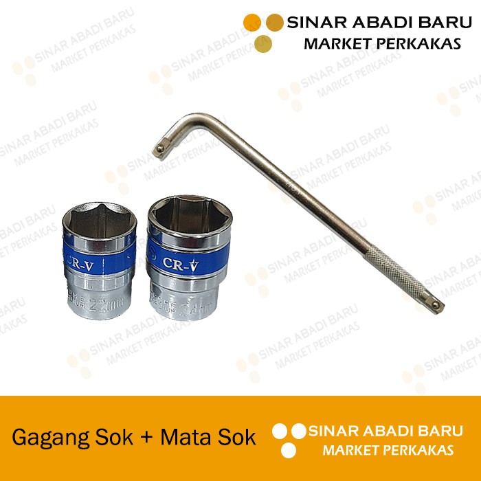Gagang Stang Kunci Sok L Paket 1/2 Inch Mata Shock 17 mm Mata Shock 24 mm Konci Shock Mata Sok