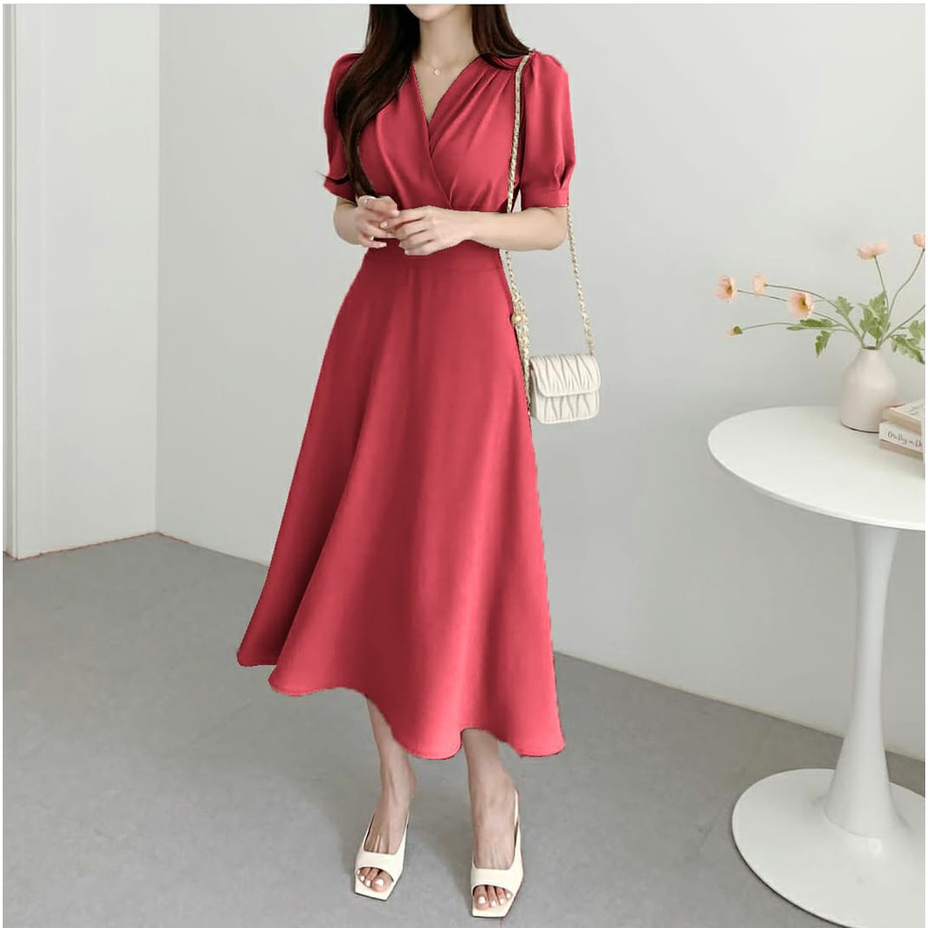 FWG - DRESS SHEREN / CASUAL DRESS / DRESS WANITA KOREA / LONGDRESS / PAKAIAN WANITA / DRESS KONDANGAN