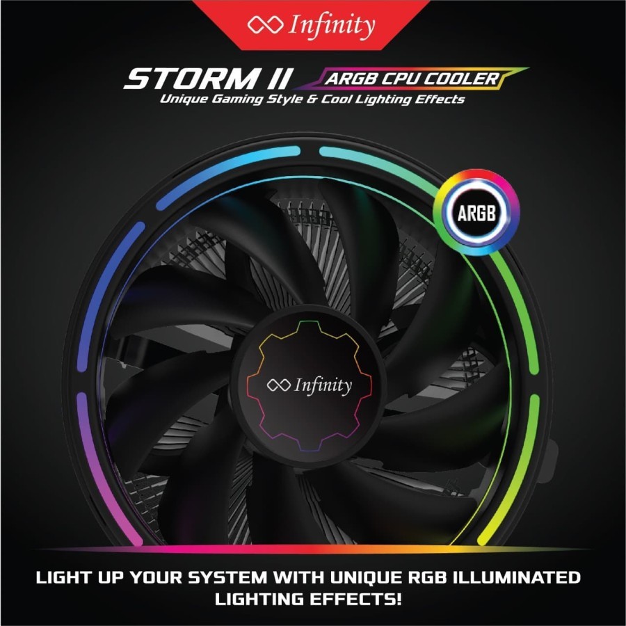 Cpu Cooling Infinity Storm II Auto RGB - CPU Cooler RGB Storm II Infinity - LGA115X/LGA775/AMD AM4/3