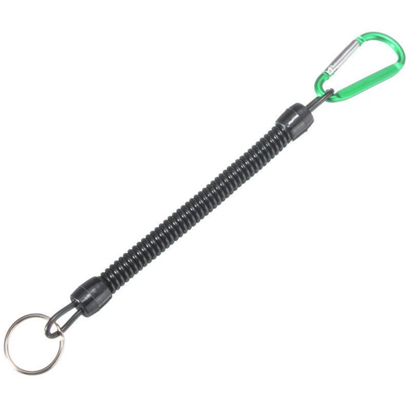 Fishing Lanyard Fishing Boating Ropes Safety Retractable Wire Steel Coiled Tether with Carabiner Fish Tools