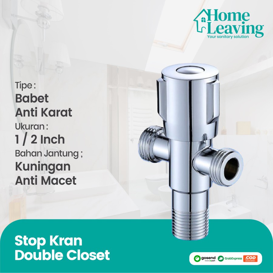 STOP KRAN CABANG 1/2 SHOWER  Stop kran shower toilet cabang tiga . Stop kran tee Hitam/Silver