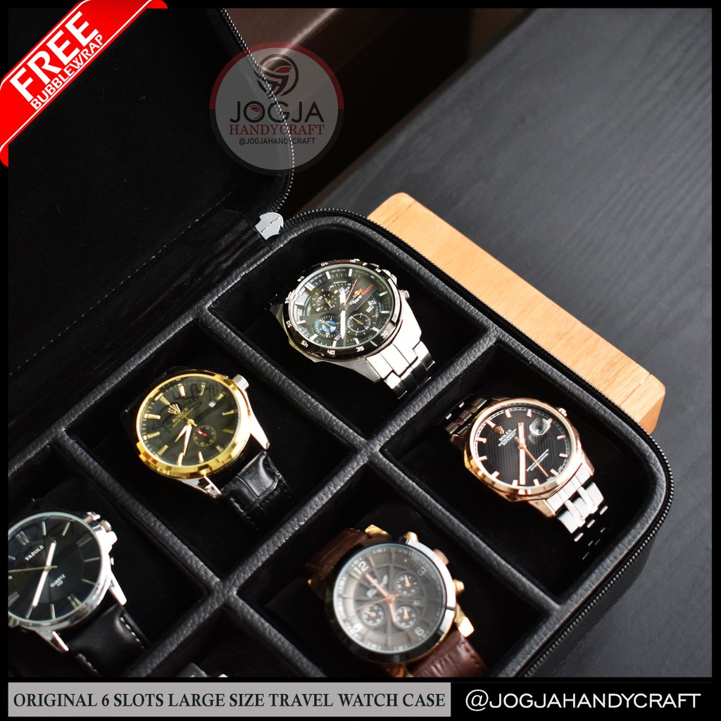 6 Slots PREMIUM Travel Watch Box Jumbo / Tempat Jam tangan / Kotak Jam Tangan / Watch Case