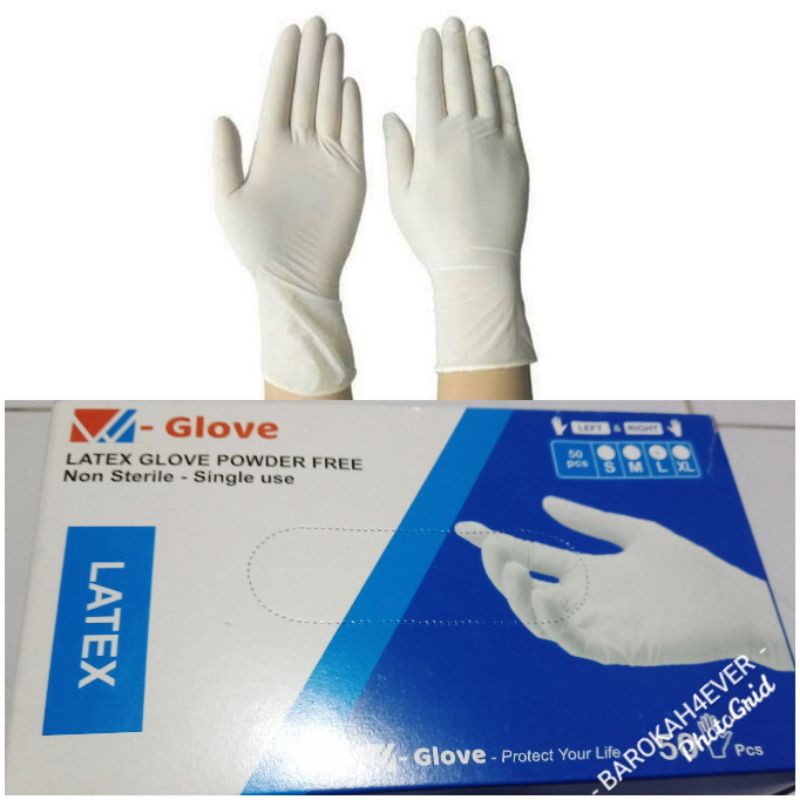 Isi 50 Pcs Sarung Tangan Latex Glove Putih