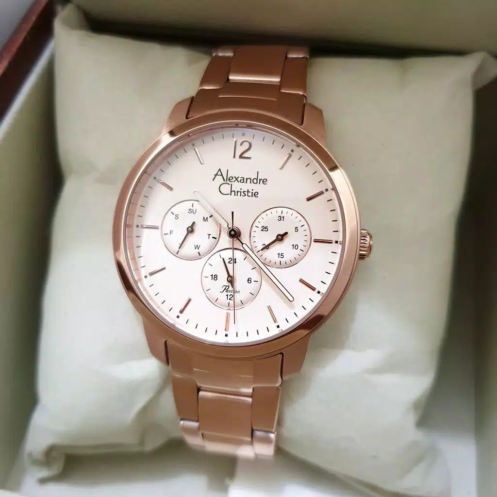 AC alexandre Christie AC 2875 wanita original Stainless steel rose gold
