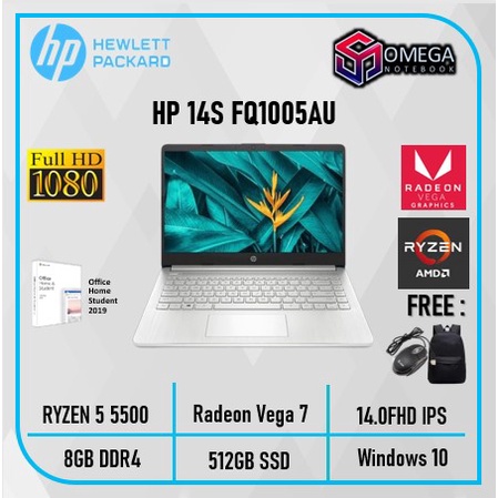 HP 14s FQ1005AU / FQ1006AU RYZEN 5 5500 8GB 512SSD VEGA7 14,0 FHD W10+OHS