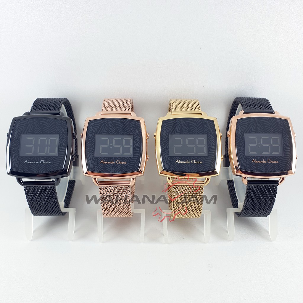 Alexandre Christie AC 9339 LH / Jam Tangan Wanita AC9339 Alexander Cewek Digital Rantai Pasir Steel