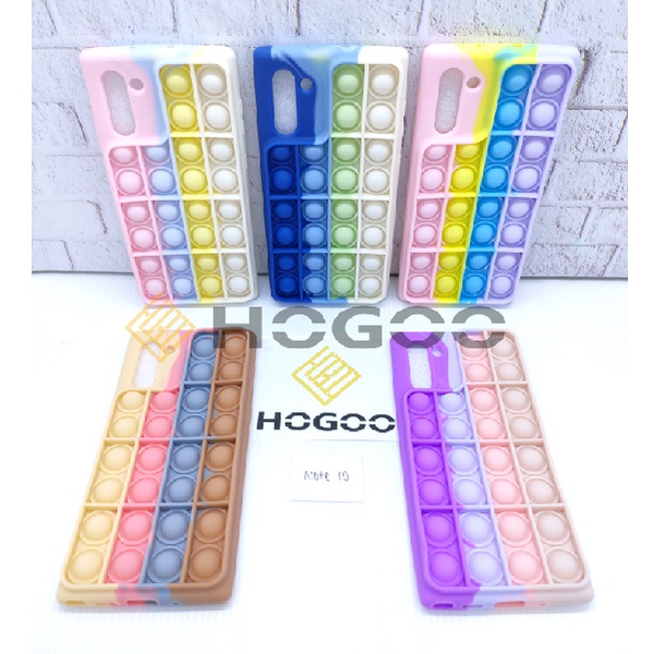 HOGOO SILICONE CASE POP IT SAMSUNG NOTE 10 - CASE PENGHILANG STRESS PUSH IT BUBBLE CASE RAINBOW