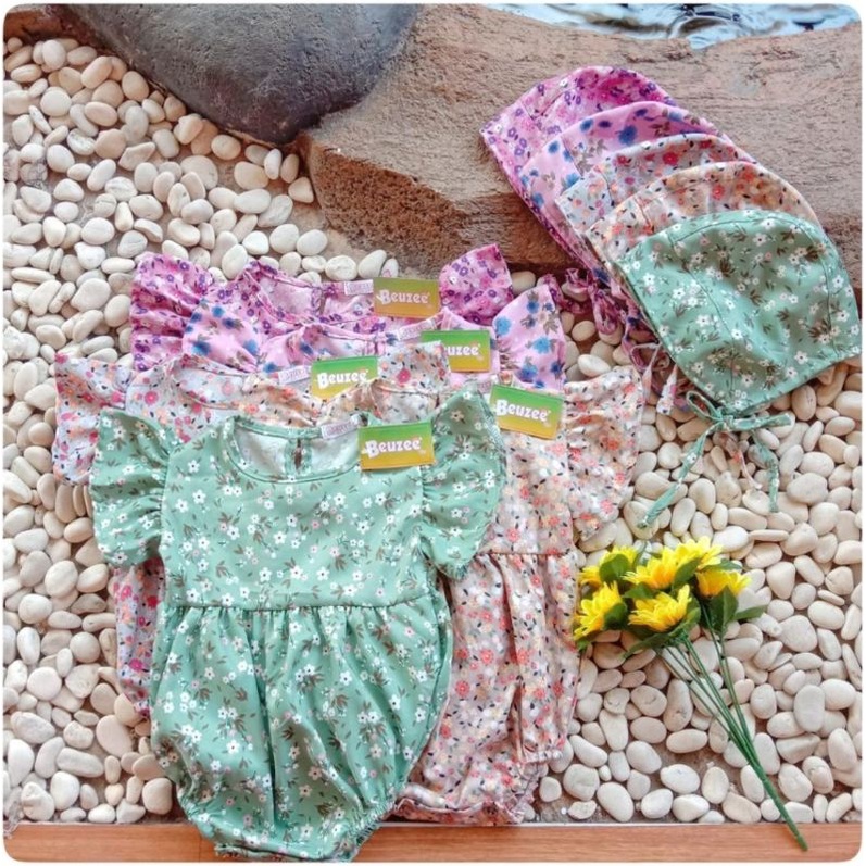 Romper Anak Perempuan Shakila free topi bayi 0-24 bulan