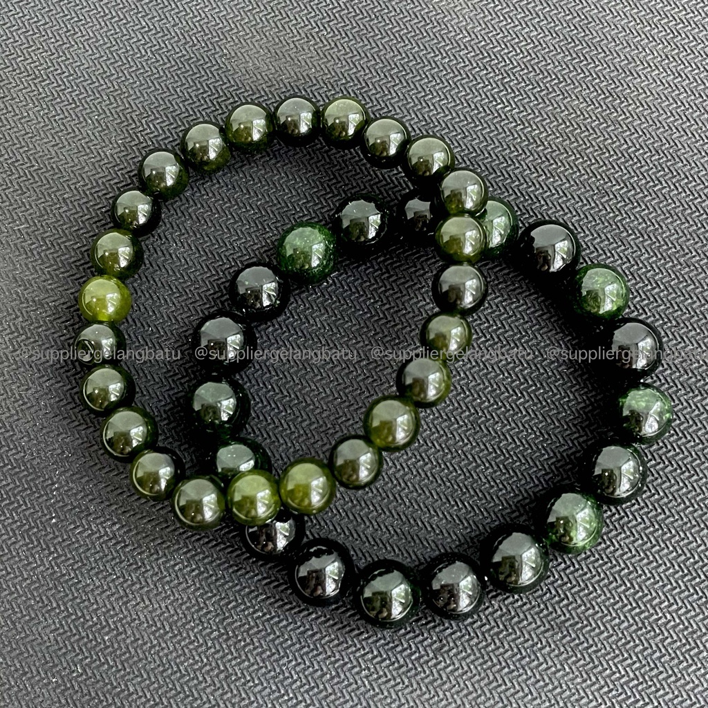 Gelang batu black jade aceh premium quality natural stone pria wanita unisex