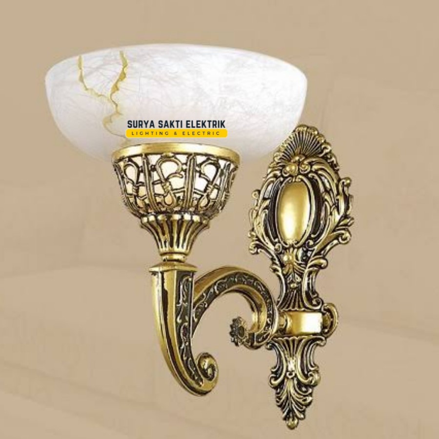 LAMPU DINDING KLASIK MINIMALIS GOLD MEWAH KACA BESAR